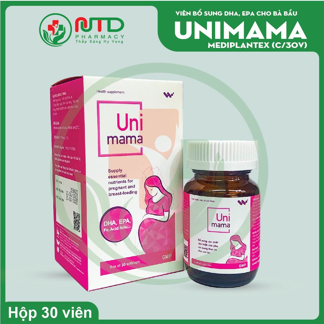Thực phẩm bảo vệ sức khỏe Unimama bổ sung DHA, EPA cho phụ nữ mang thai