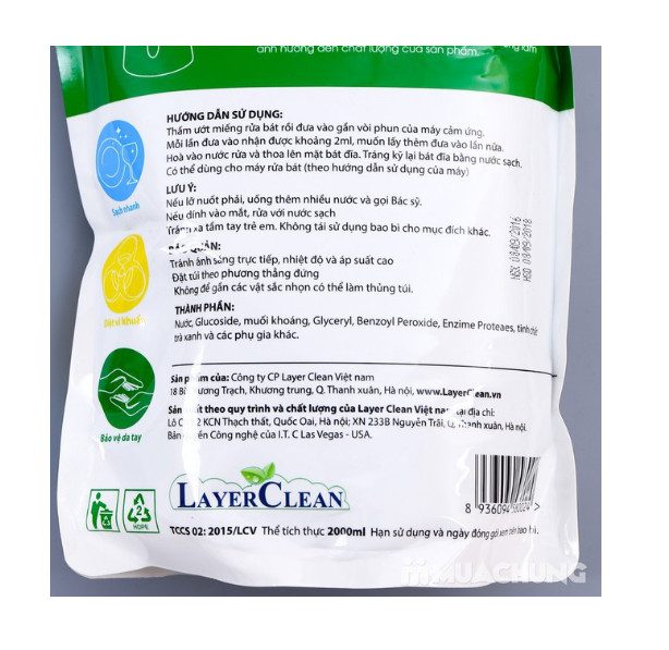 Nước Rửa Bát Hữu Cơ LAYER CLEAN - Hương Quýt, Thể Tích 2L