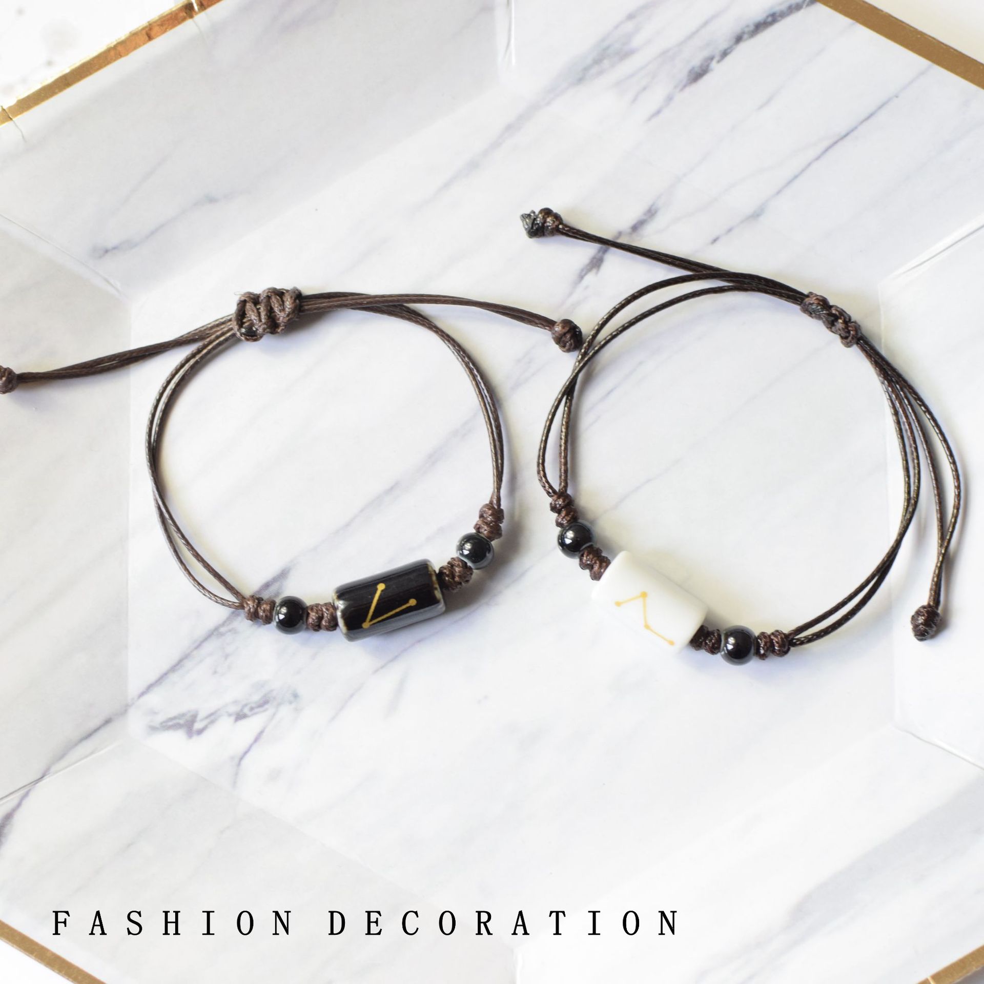 Vòng tay phong thuỷ 12 cung hoàng đạo gốm sứ trắng