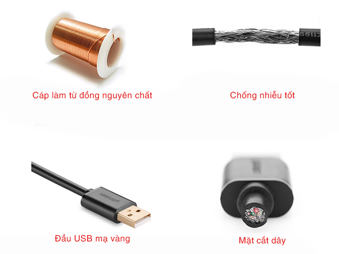 Cáp tín hiệu usb nối dài 2.0 Có Chip, Nguồn 5V 2A Cao Cấp dài 30M màu đen UGREEN USB10326Us121 Hàng chính hãng