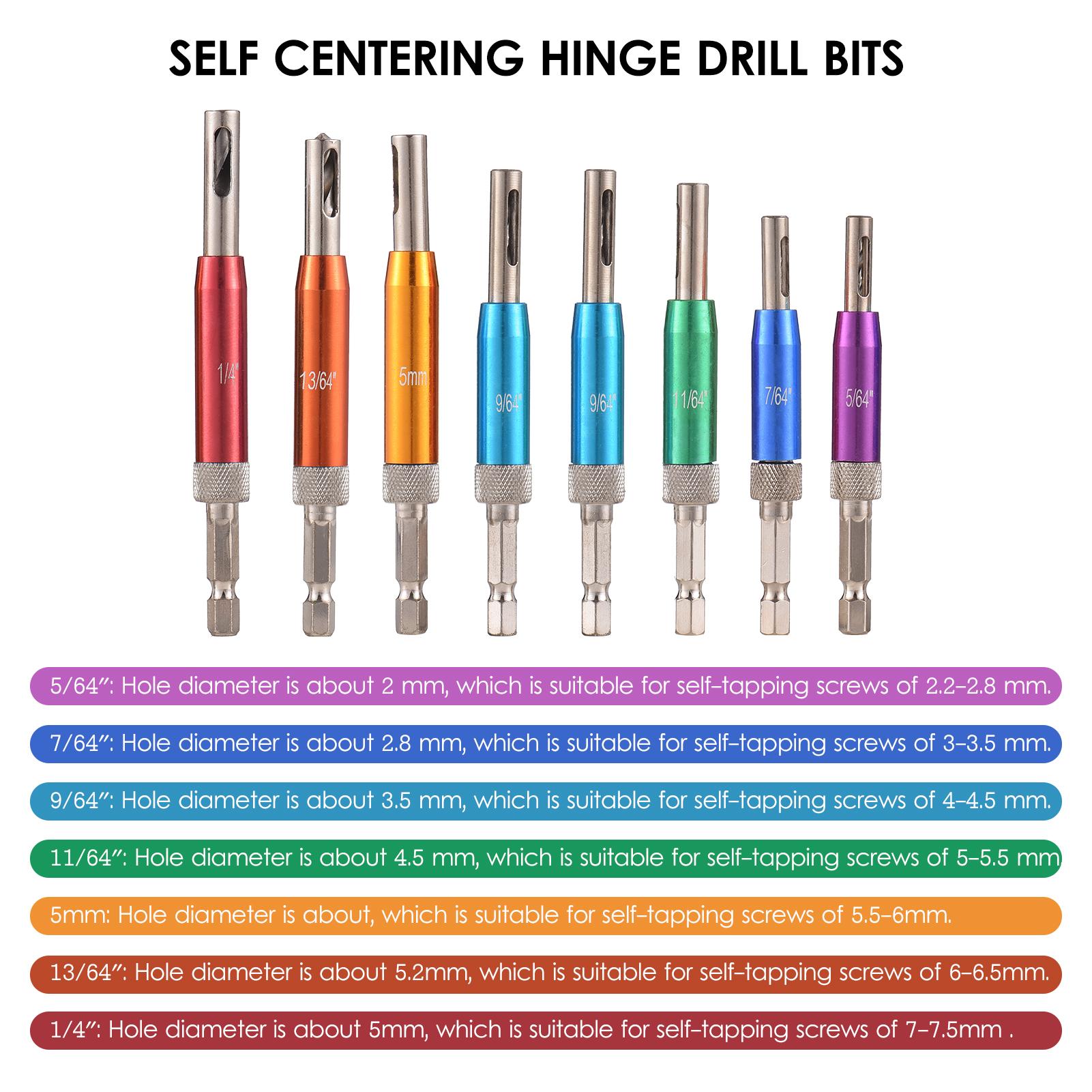 17PCs Self Centering Drill Bit Set Hex Shank Self Center Hinge Drill Bits Tool for Woodworking