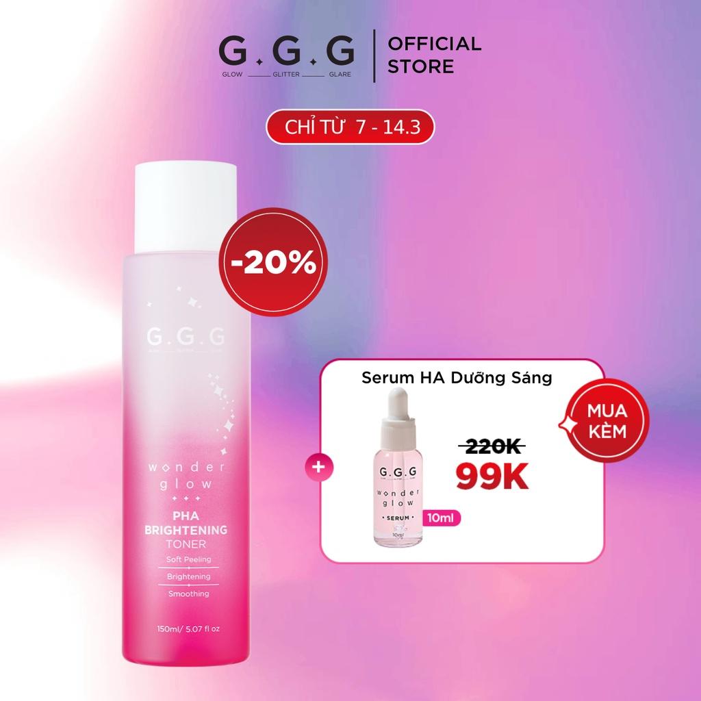 Toner Cấp ẩm Tẩy tế bào chết dịu nhẹ GGG Wonder Glow PHA Brightening 150ml