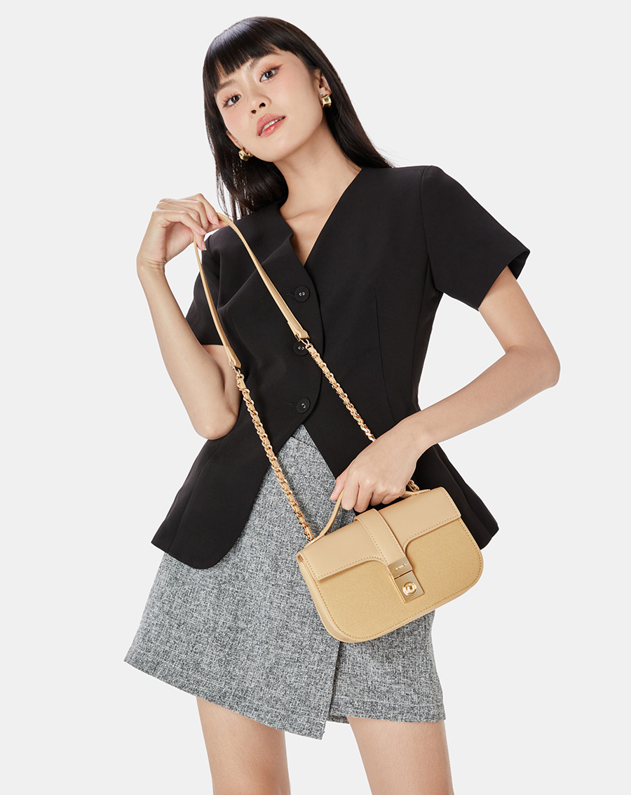 Túi Xách Nữ Thời Trang JUNO Cỡ Nhỏ Có Tay Cầm Khoá Buckle Trang Trí TXN802
