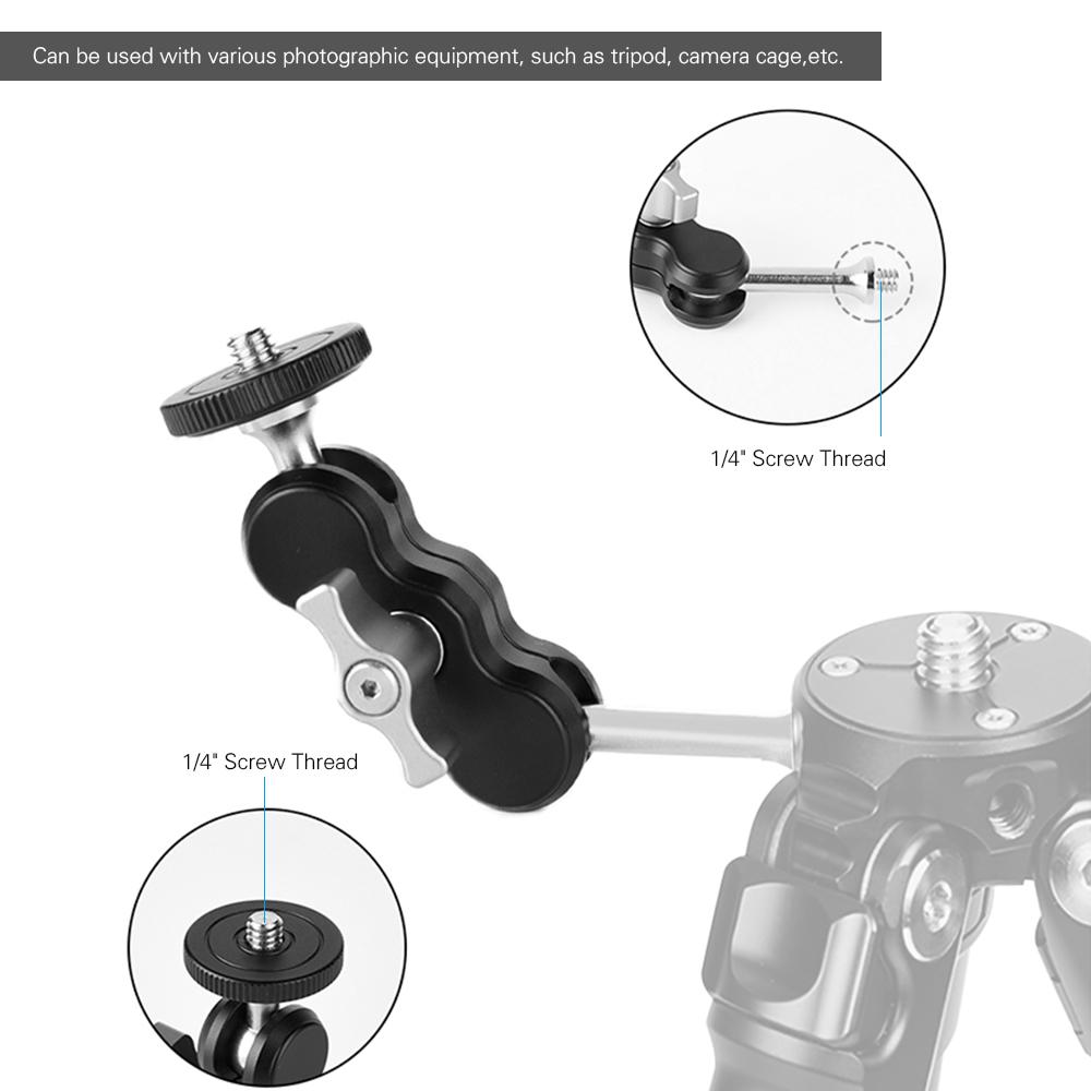 Bộ điều hợp kẹp gắn cánh tay hợp kim nhôm đa chức năng với đầu bi kép 1/4 inch vít
