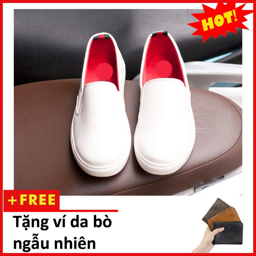 Giày Slip On Nam Aroti Đế Khâu Chắc Chắn Phong Cách Đơn Giản Màu Trắng - M498-TRANG(V)-TRANG