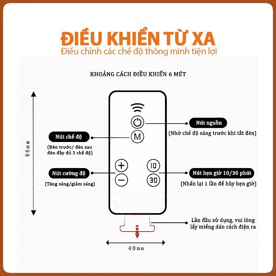 Đèn Ngủ Thông Minh - Đèn Ngủ Có Remote Điều Khiển Từ Xa - Có Chức Năng Hẹn Giờ - 10 Cấp Độ Sáng