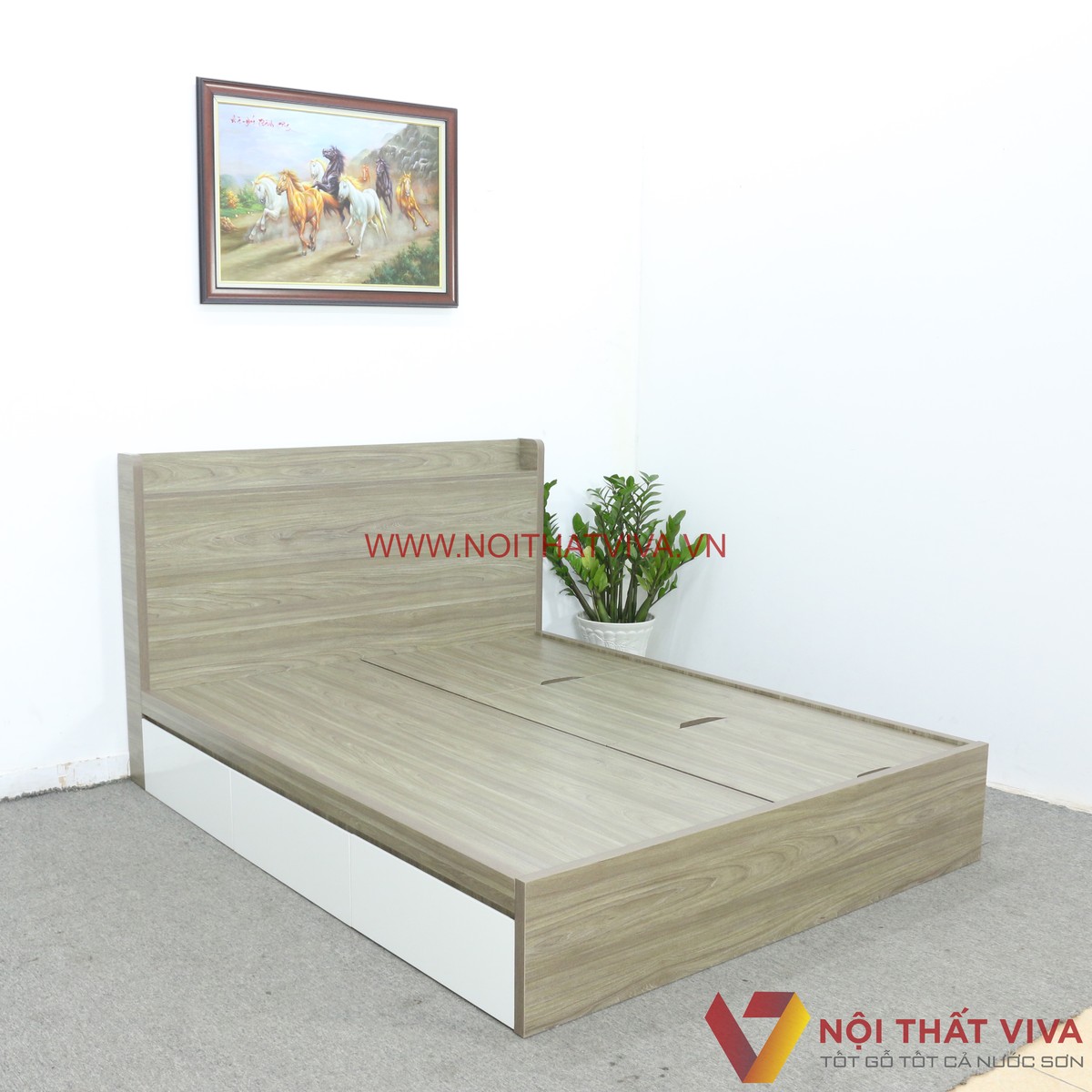Giường Ngủ Thông Minh Gỗ MDF Melamine Nhiều Ngăn Chứa Đồ Đẹp Hiện Đại