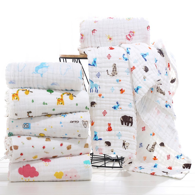 Khăn xô 6 lớp vệ sinh, lau khô, tắm cho bé sơ sinh 100% cotton 110x110  cm