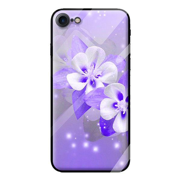 Ốp kính cường lực cho iPhone 8 mẫu nền hoa tím 1 - Hàng chính hãng