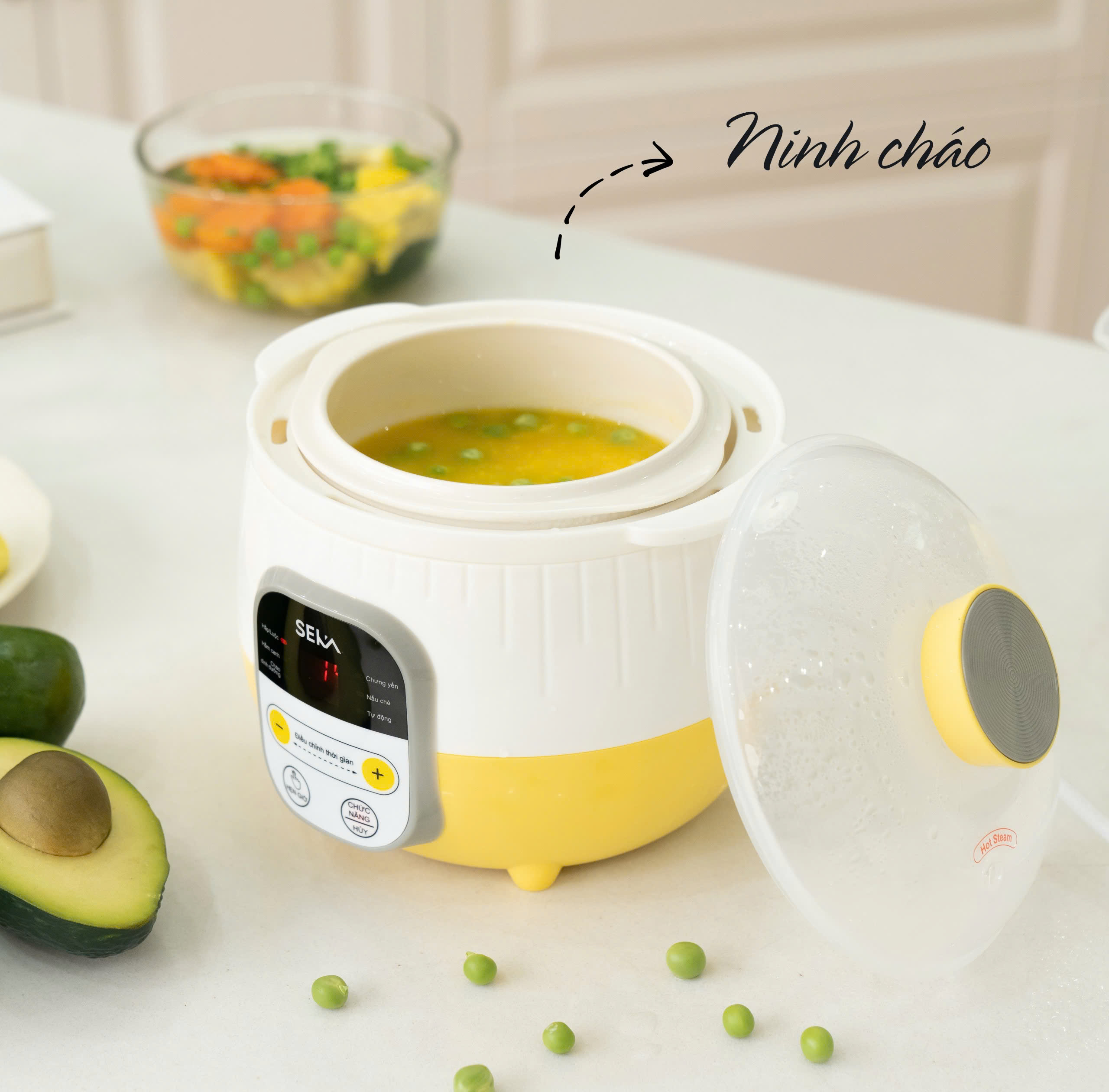 Nồi Cháo Chậm Điện Tử SEKA 0,8L SK6132 - Màu Ngẫu Nhiên - Hàng Chính Hãng