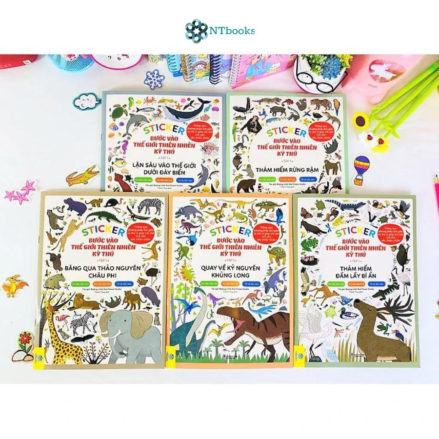 Combo 5 cuốn sách Sticker Bước Vào Thế Giới Thiên Nhiên Kỳ Thú Tập 1