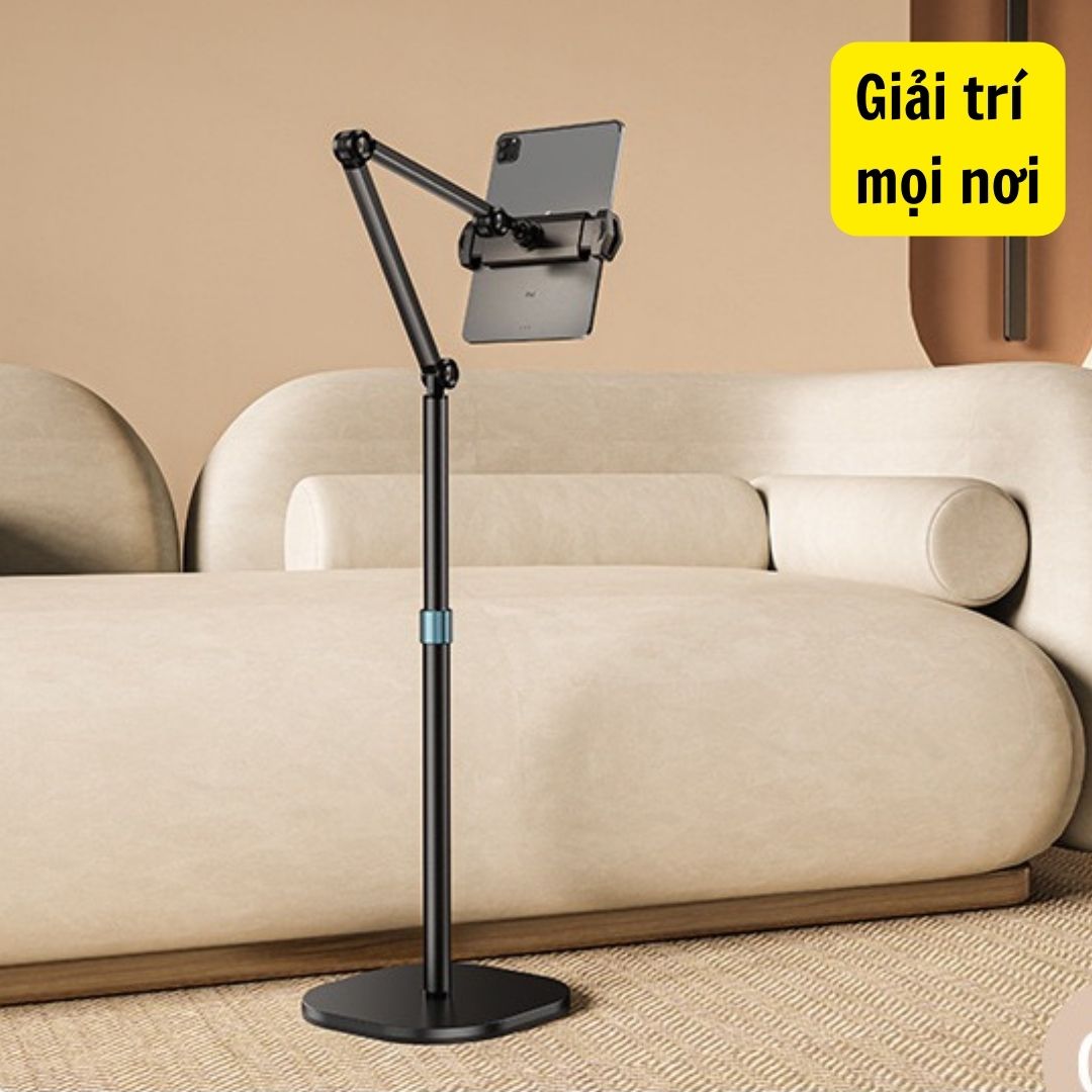 Giá Đỡ Điện Thoại, Máy Tính Bảng Gấp Gọn Xoay 360 Độ bằng kim loại - Kệ điện thoại màu đen, chắc chắn