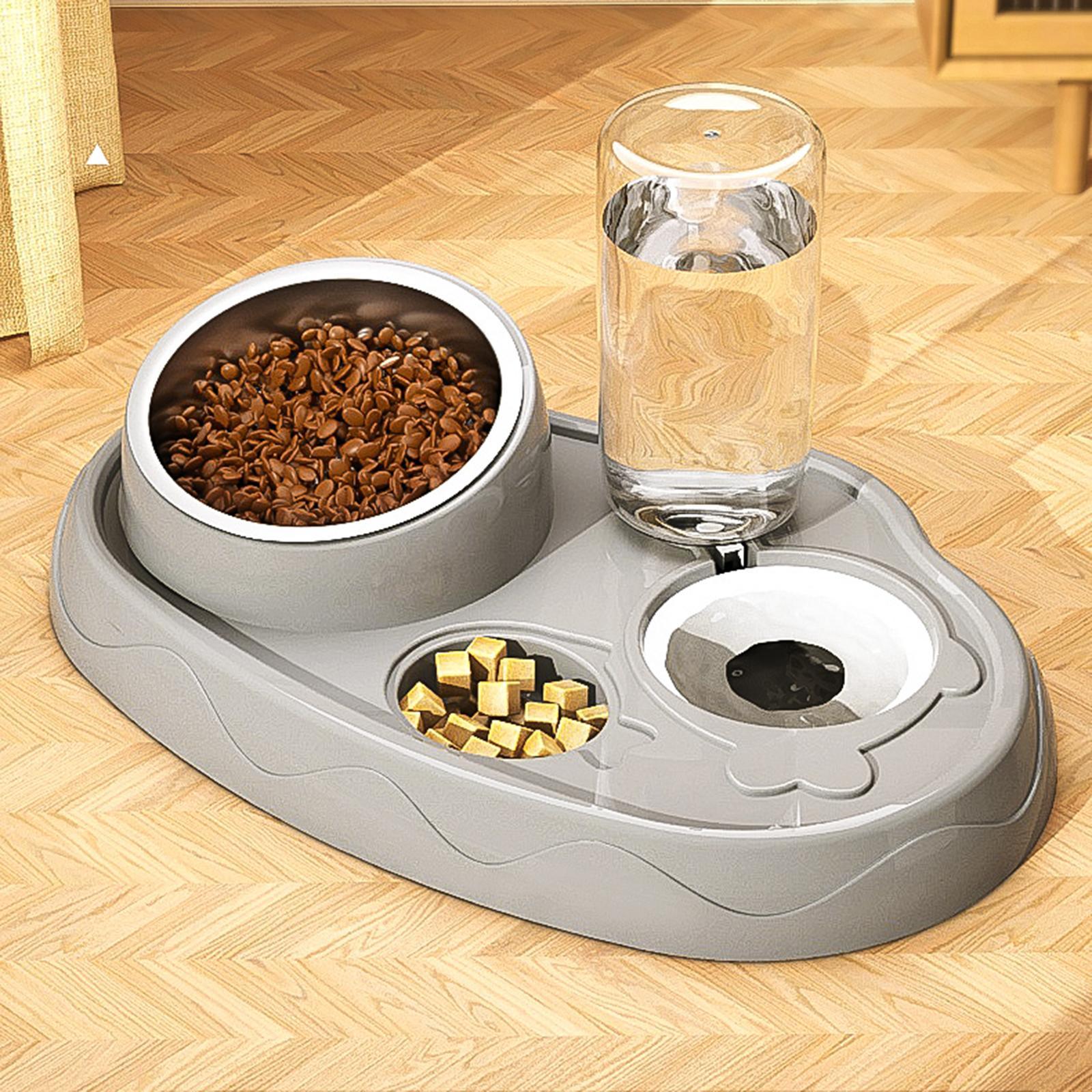 3 in 1 Cat Bowl Set Pet Feeder Durable with Automatic Water Dispenser Pet Feeding Bowls Dishes for Pets Accessories Feeding