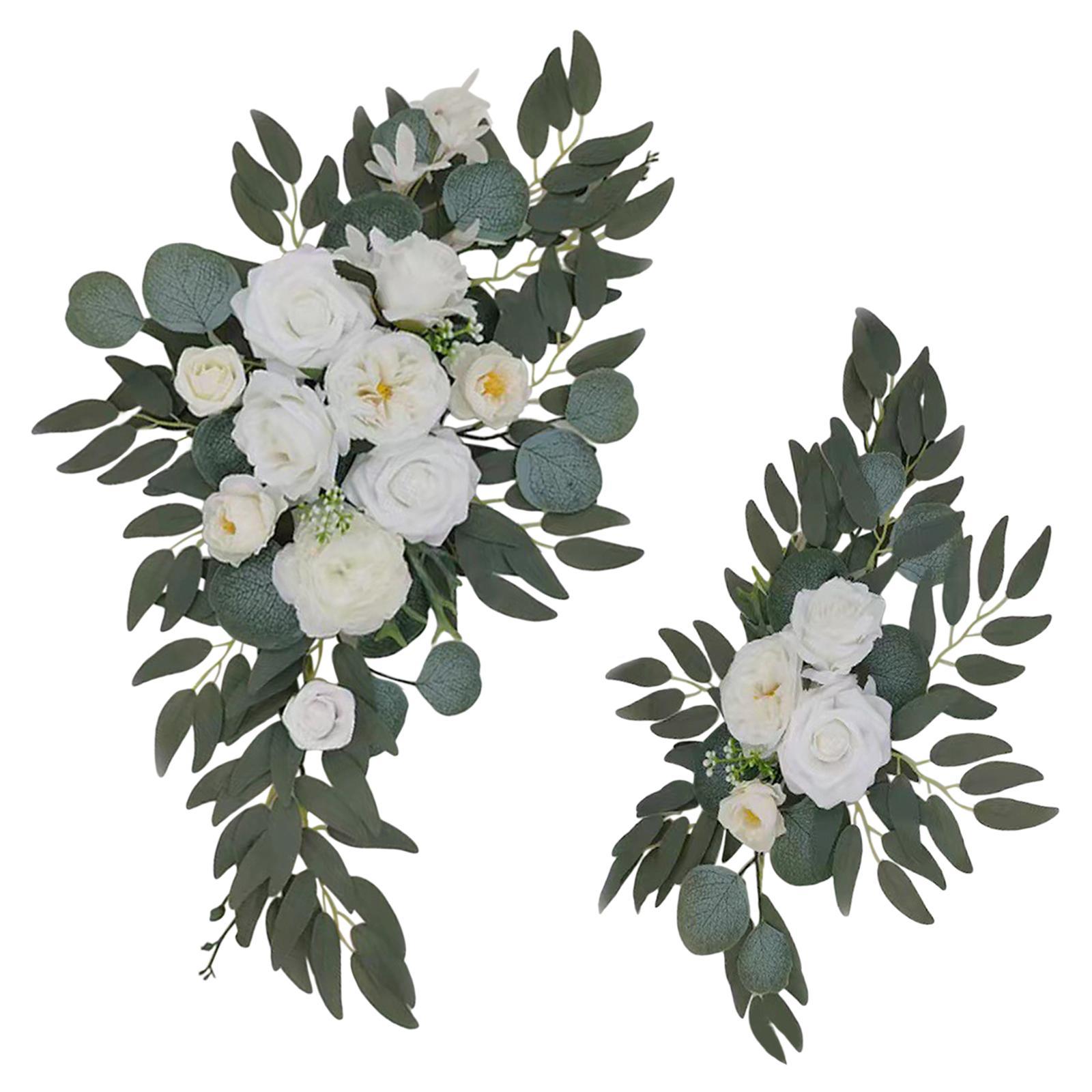 2 Pieces Artificial Arch White Flower Flowers for Welcome Sign Backdrop Home