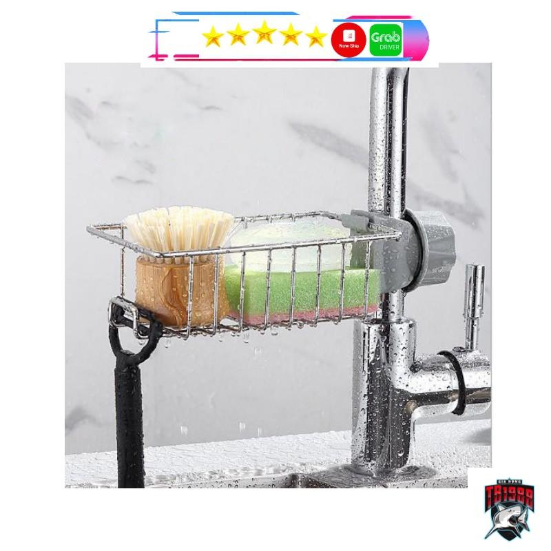 Giá Treo Vòi Đựng Đồ, Giẻ Rửa Chén Bát - Kệ Gắn Vòi INOX Để Đồ Giẻ Rửa Chén Bát