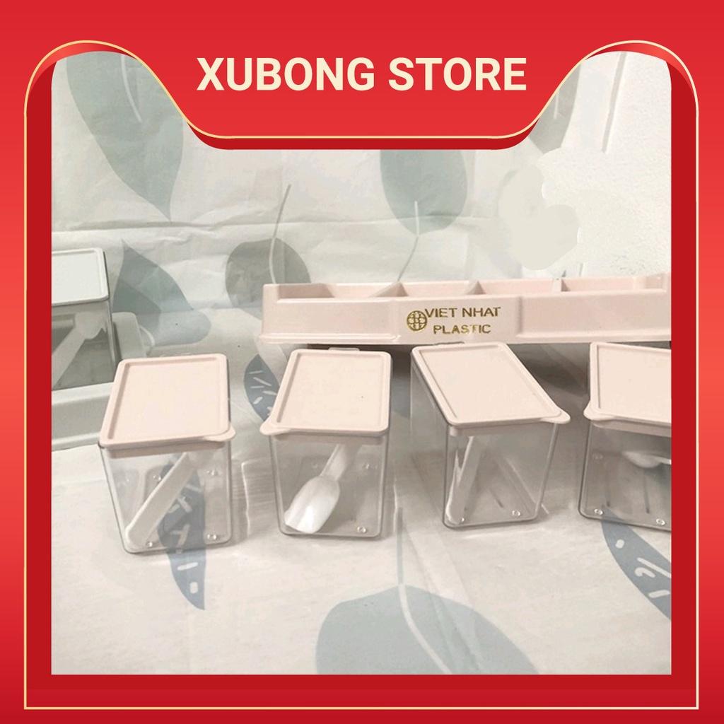 Bộ 4 lọ đựng gia vị có thìa -Hũ đựng gia vị có nắp đậy tiện dụng bền đẹp có nắp đậy tiện dụng