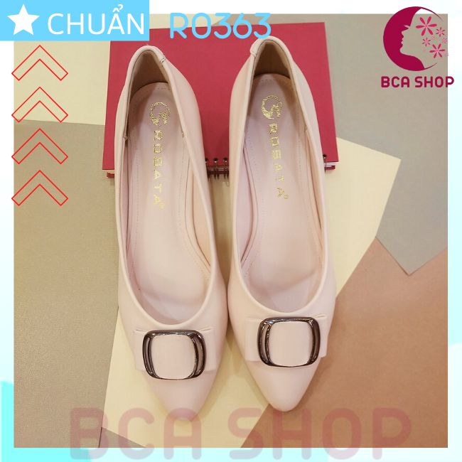 Giày cao gót nữ màu da 4p RO363 ROSATA tại BCASHOP bít mũi, nhấn nơ kim loại vuông, kiểu dáng công sở thanh lịch