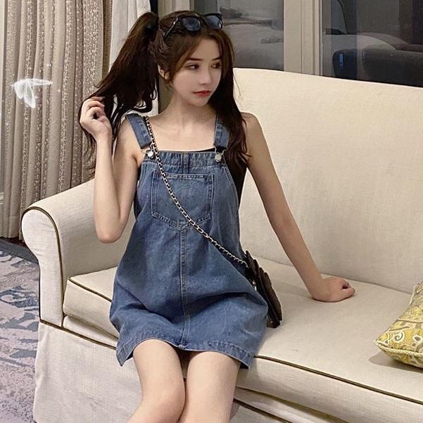 Váy Denim Dáng Rộng Phong Cách Cổ Điển Hợp Thời Trang Cho Nữ