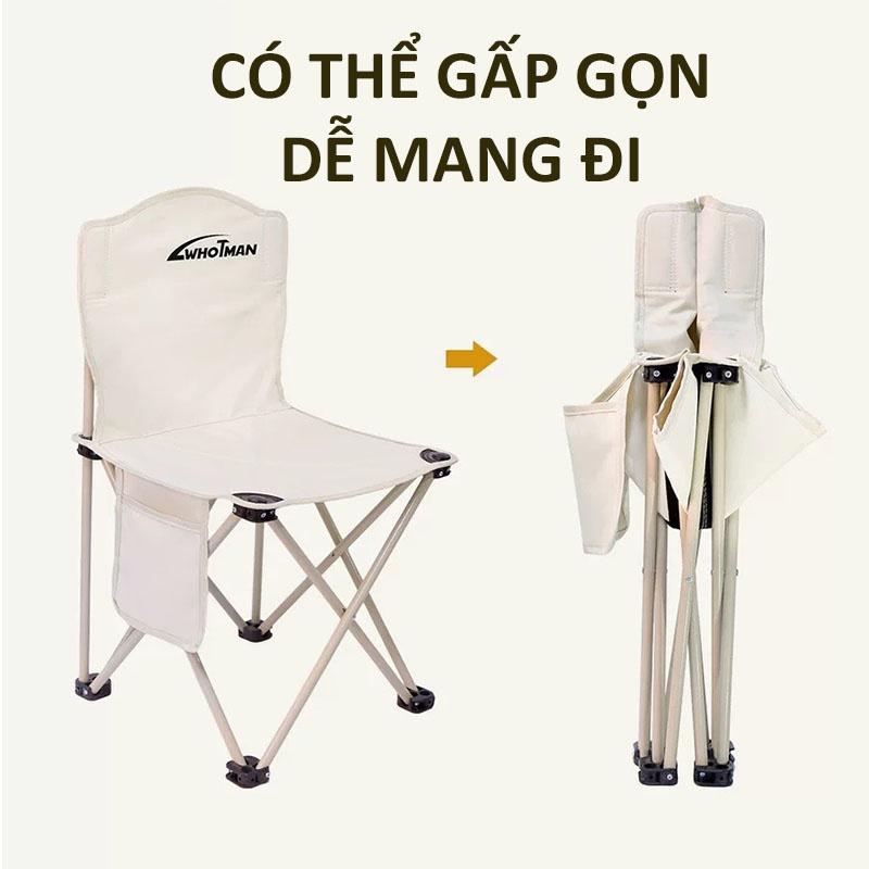 Ghế cắm trại, ghế dã ngoại, ghế xếp du lịch gấp gọn cao cấp (hàng cao cấp) WHOTMAN đi câu cá, đi phượt