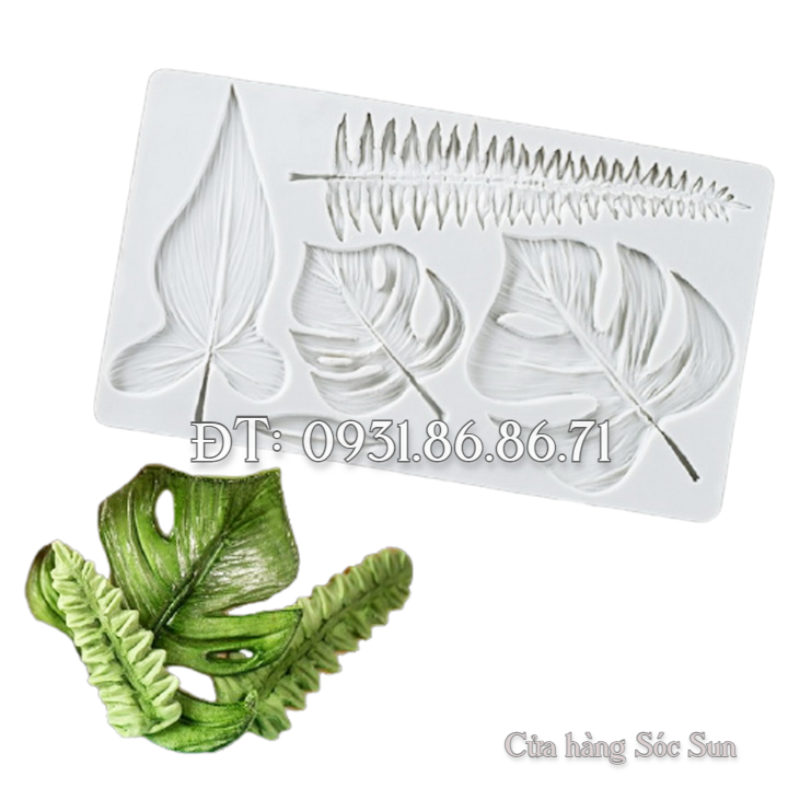 Khuôn silicon 5 chiếc lá - Mã số 1727