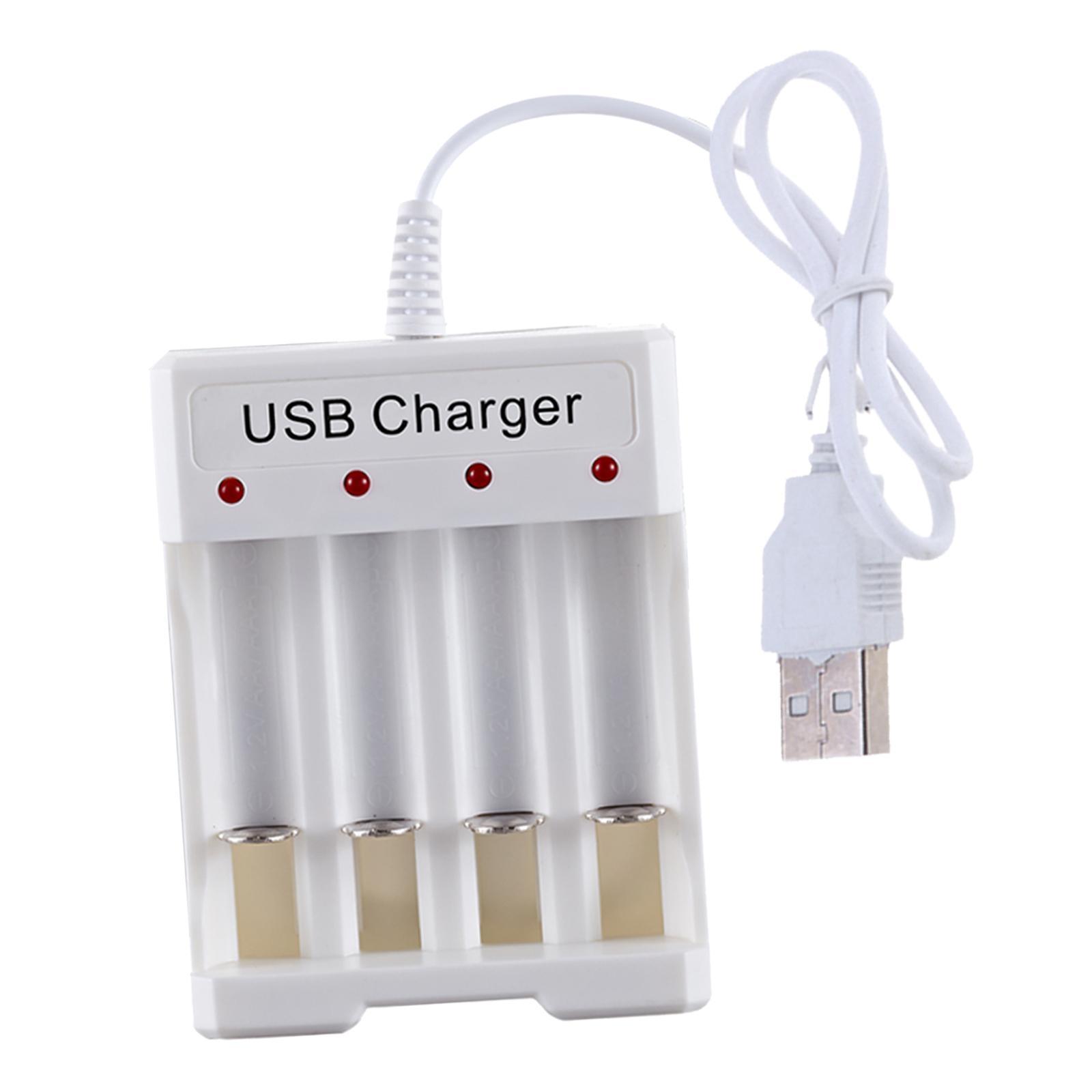 2Pcs 4 Slot Smart Charger for Rechargeable Batteries Ni-MH Ni-Cd, AA AAA