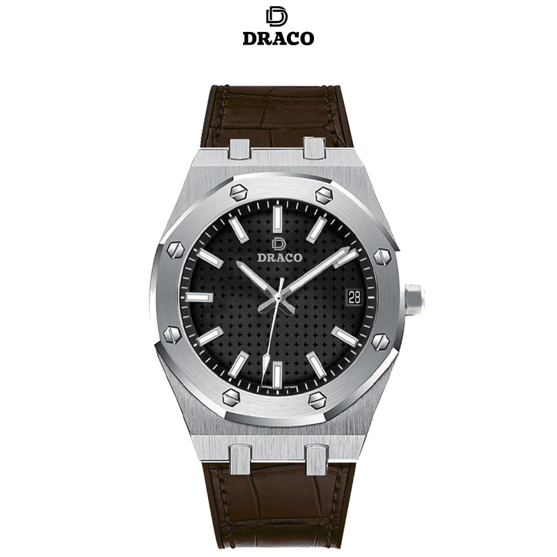 Đồng Hồ Nam Sang Trọng DRACO D22-DR04 “Revolution Watch” Đen Da Nâu