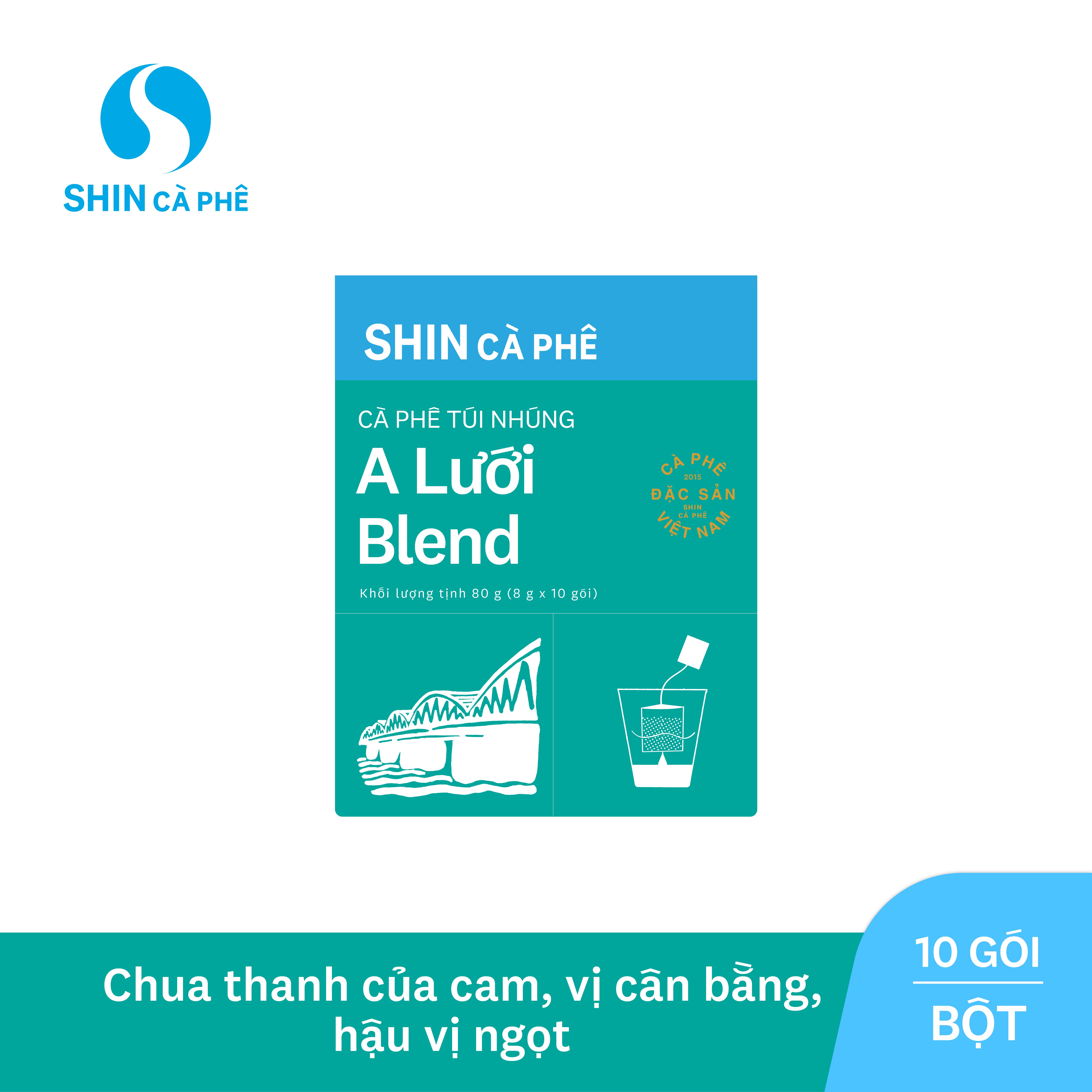 SHIN Cà Phê - Cà phê túi nhúng đặc sản A Lưới Blend hộp 10 gói