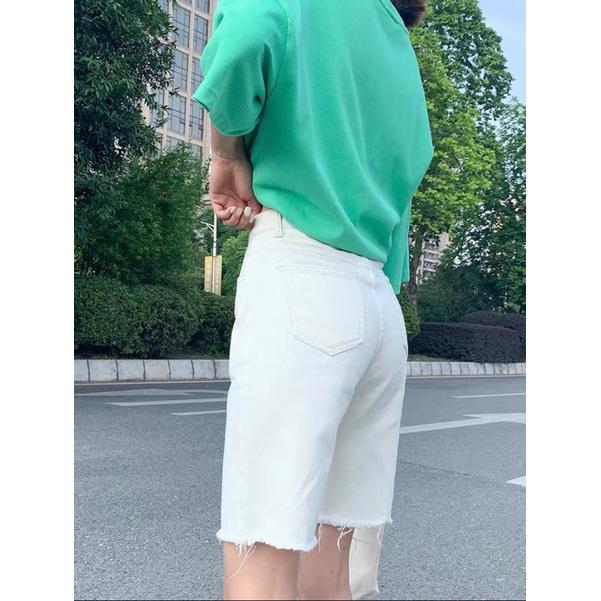 Quần ngố jeans trắng lai tưa mã 4238, hình thật ảnh sàn