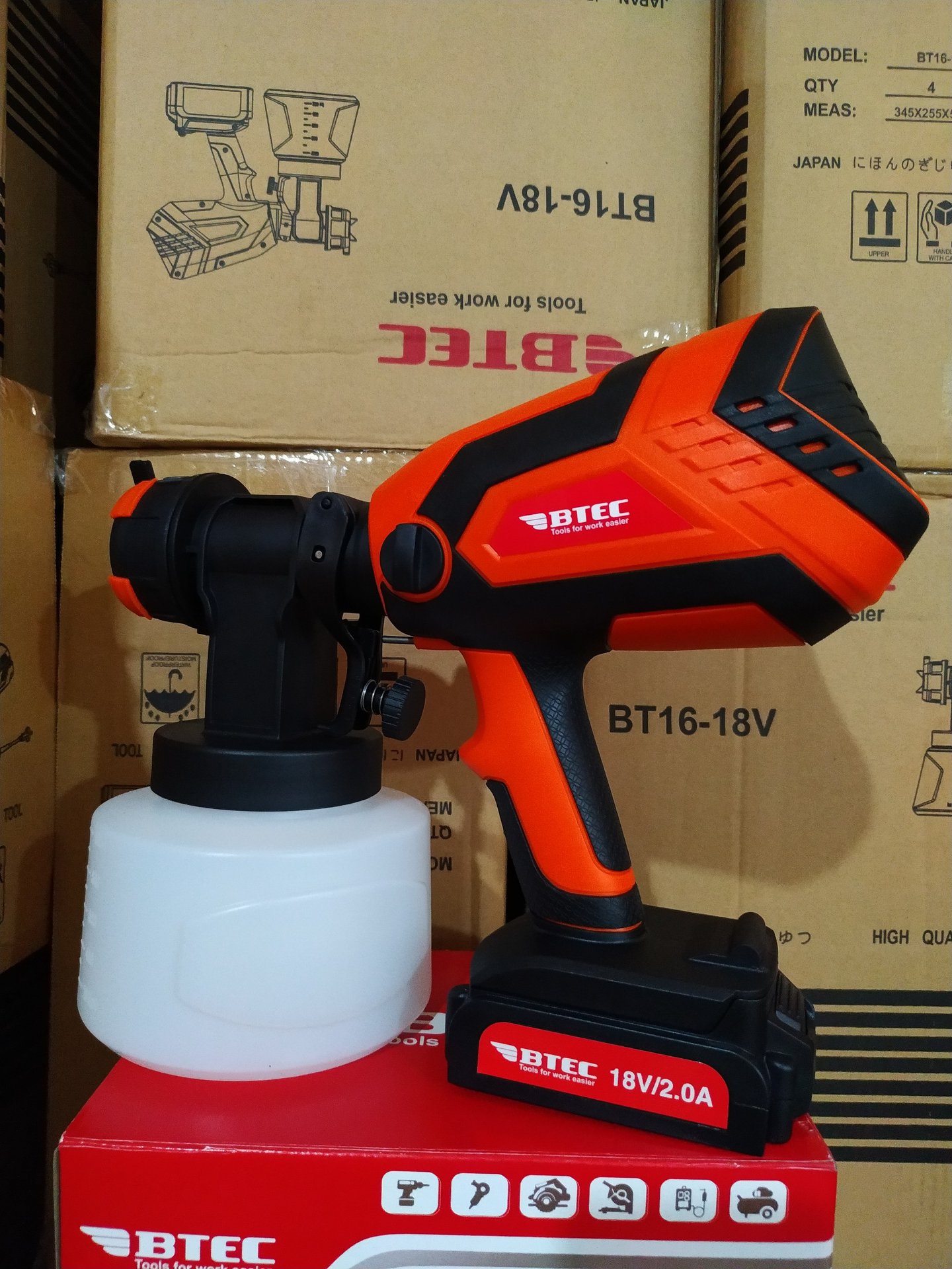 MÁY PHUN SƠN DÙNG PIN BTEC BT16-18V - HÀNG CHÍNH HÃNG
