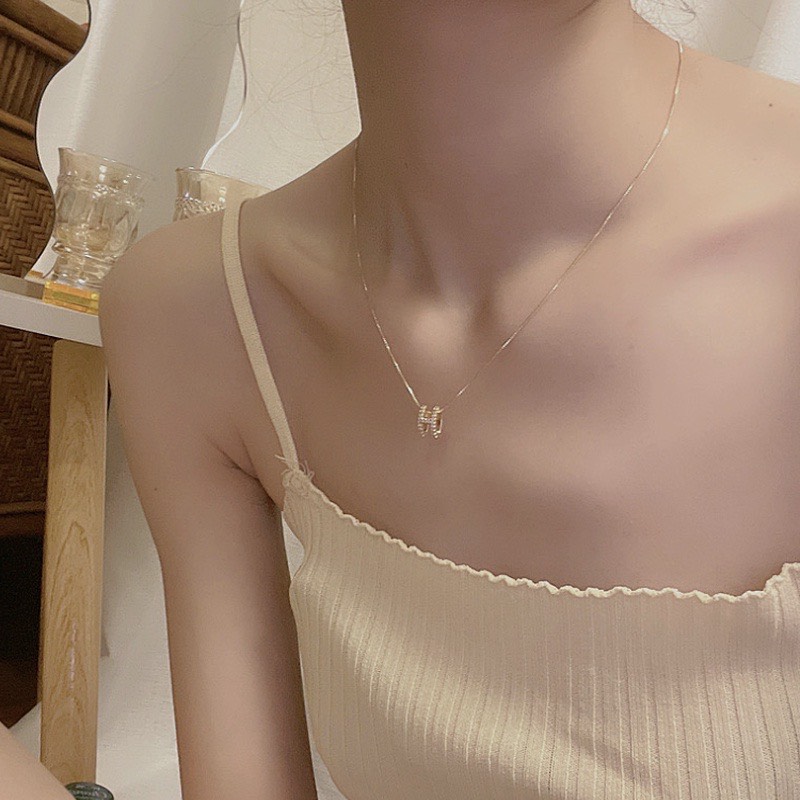 Vòng cổ Mặt Chữ H Đính Đá Pha Lê Thời Trang