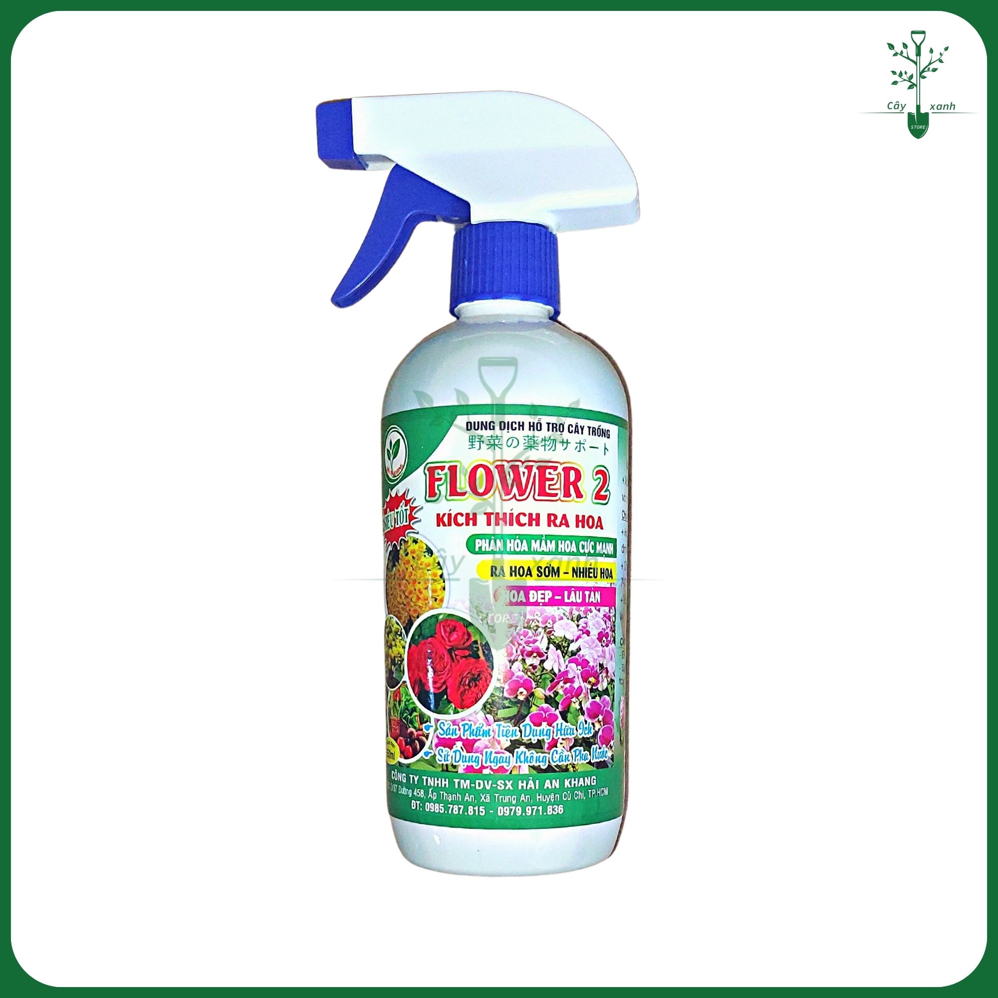 Dung dịch FLOWER 2 - Chai xịt 550ml Phun trực tiếp không cần pha - Kích ra hoa sớm, nhiều hoa lâu tàn - Cây Xanh Store