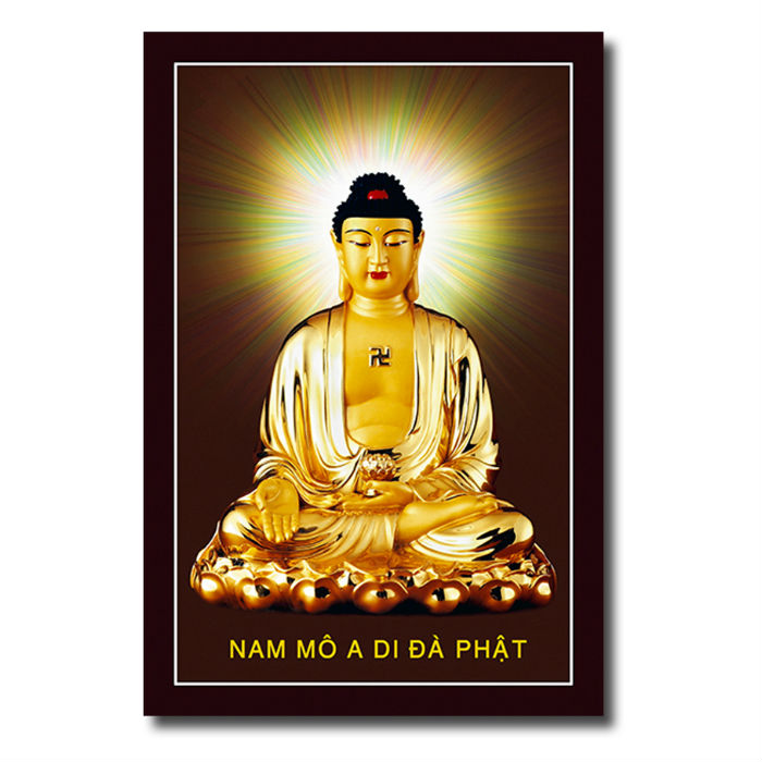 Tranh gỗ treo tường trang trí phòng thờ mẫu Phật tổ như lai ngồi trên tọa sen, thích ca mâu ni, Tranh Phật Giáo HPV-104