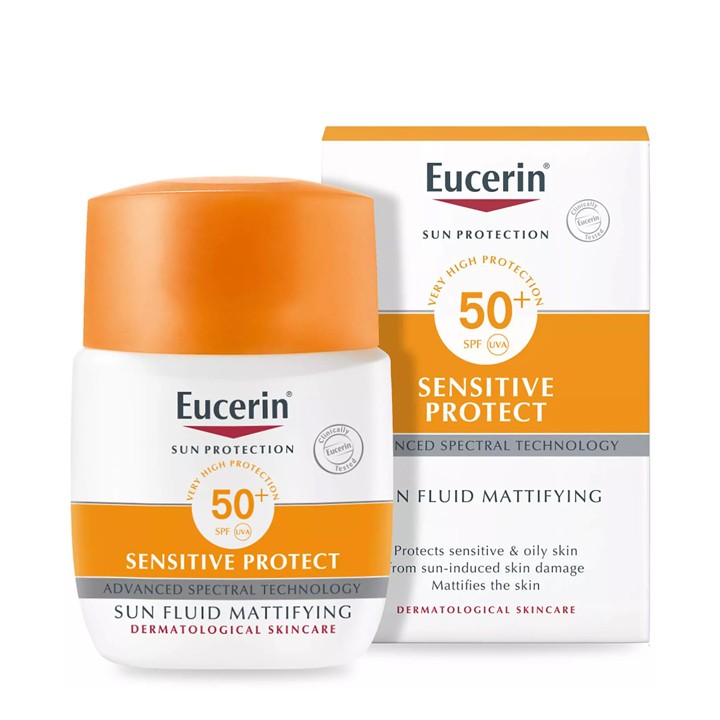Kem chống nắng dành cho mọi loại da Eucerin Sun Fluid Mattifying SPF 50+ 50ml + tặng máy massage mặt ion