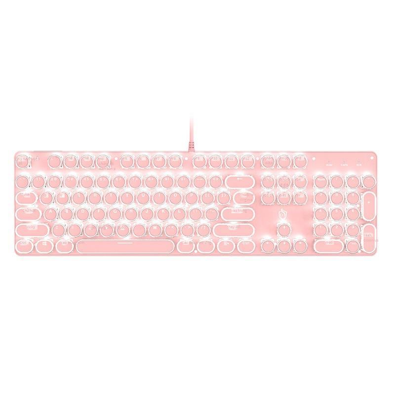Ưu đãi đặc biệt Meishang E họ HJK901 bàn phím cơ chuột bộ retro cô gái màu hồng dễ thương màu xanh lá cây trục phím tròn bàn phím trò chơi