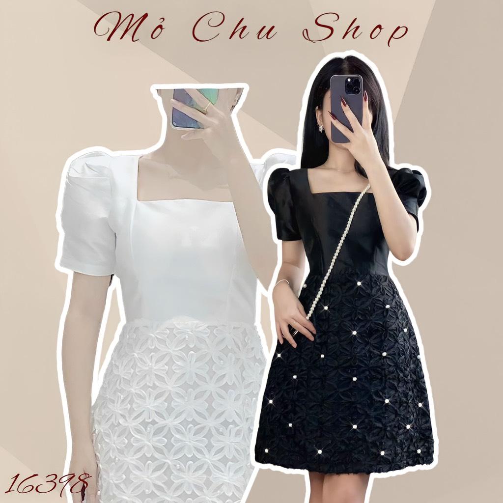 Đầm xòe tapta đính hoa nổi