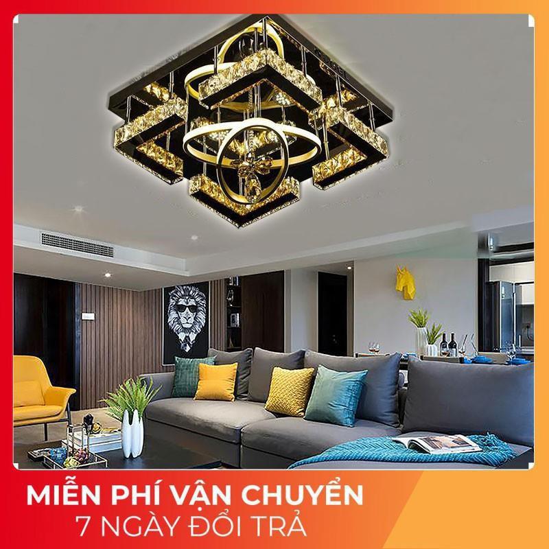 Đèn mâm pha lê vuông hiên đại cao cấp, trang trí phòng khách, hội trường hiện đại sang trọng-