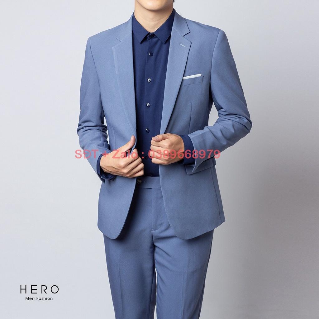 Bộ Vest Nam Cao Cấp Màu Xanh Ngọc, Bộ Suit Nam Hàn Quốc Chất Vải Sịn