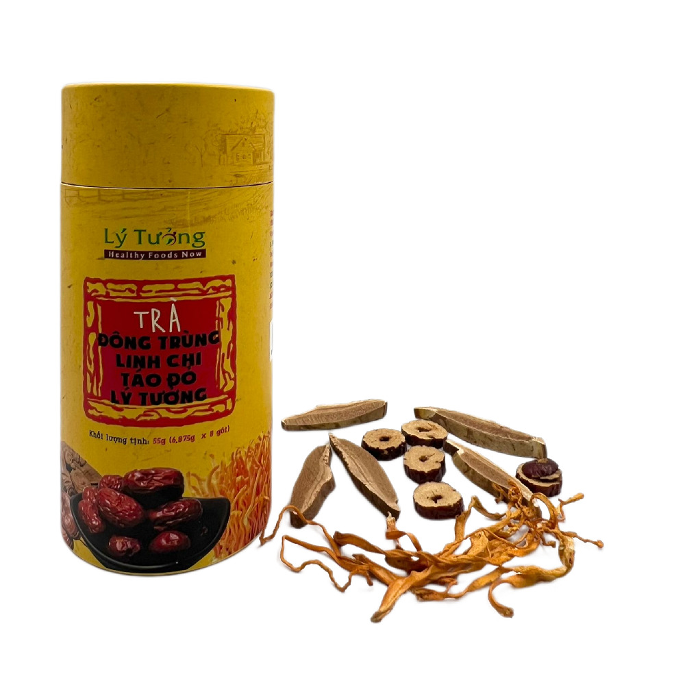Trà Đông Trùng Linh Chi Táo Đỏ Lý Tưởng 55g, Trà Đông Trùng Hạ Thảo