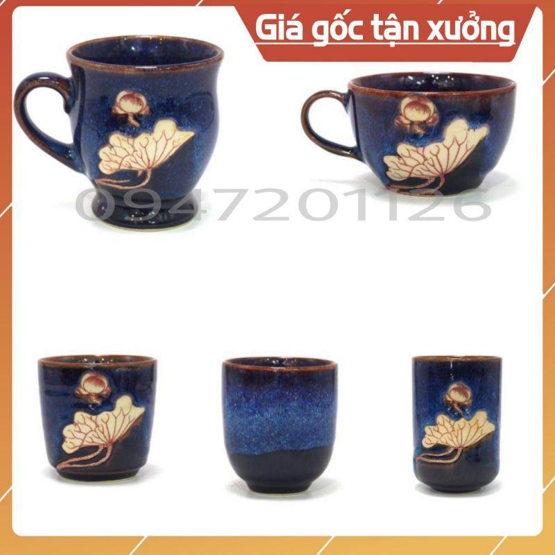 Cốc ly sứ men hỏa biến xanh đá Uống trà xanh, cafe, capuchino 20 dáng khác nhau Gốm sứ Bát tràng.