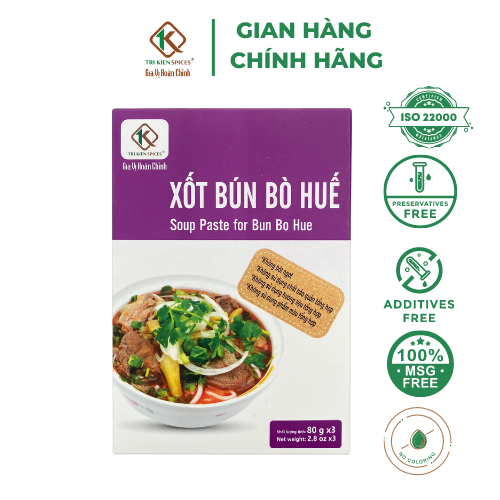 Hộp 3 gói Gia Vị Hoàn Chỉnh Xốt Bún Bò 80gr TriKien Spices Tiện Lợi- Nhanh Gọn - Ăn Ngon