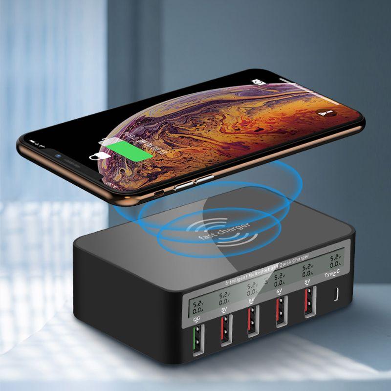 Universal Type-C Qi 5-Port 5 USB QC 3.0 Charging Station for iPhone iPad AU