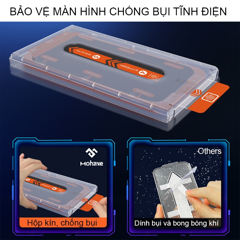 Kính cường lực tự hút bụi, có khung tự dán và màng lọc bụi loa cho iphone