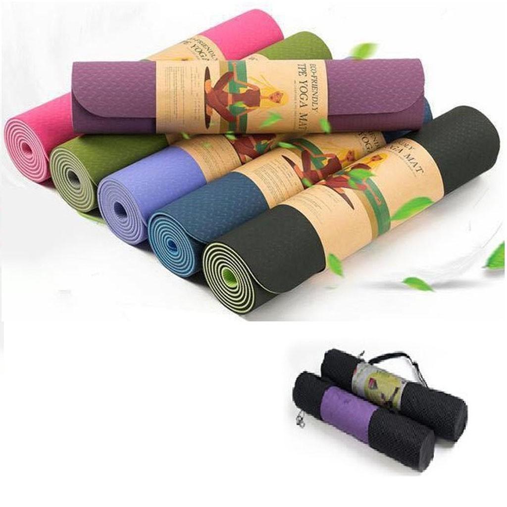 Thảm tập yoga, tập gym 2 lớp 6mm chống trơn trượt cao cấp siêu bền siêu đẹp ( Sẵn hàng )