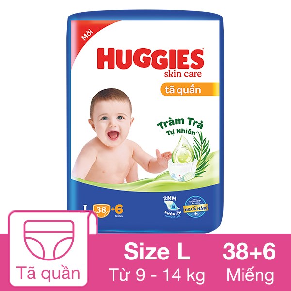 Combo 4 Tã/bỉm quần HUGGIES SKINCARE gói JUMBO size L 38 +6 miếng