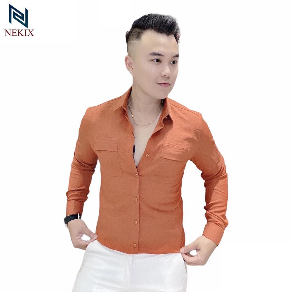 Áo Sơ Mi Nam Dài Tay Trắng Có Túi Phong Cách Hàn Quốc Chất Vải Đũi Xước Chống Nhăn Form Body 18