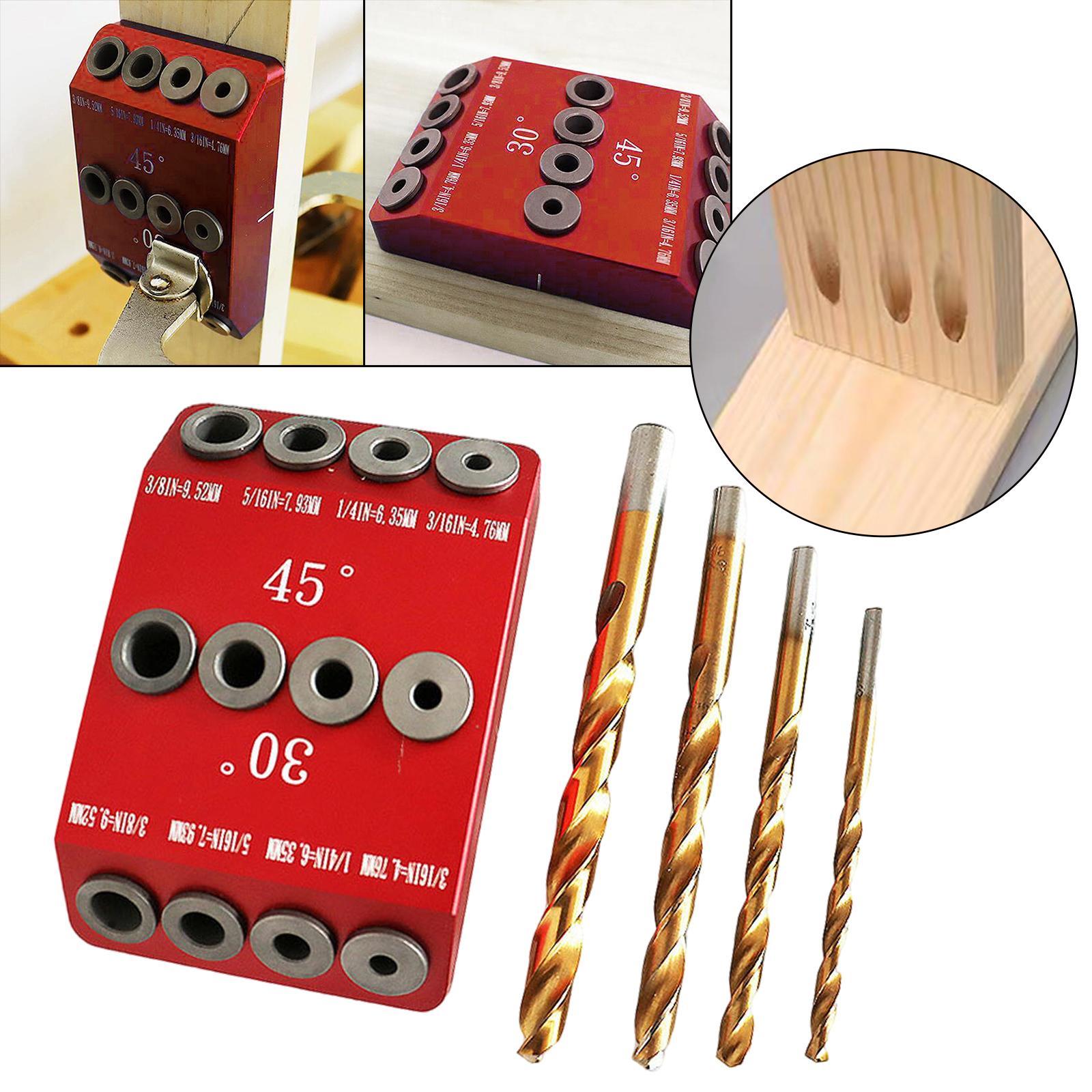 30/45/90 Degree Angle Oblique Pocket Hole Jig British Drill Guide Dowel Jig Kit Wood Drill Locator for Wood Jointing