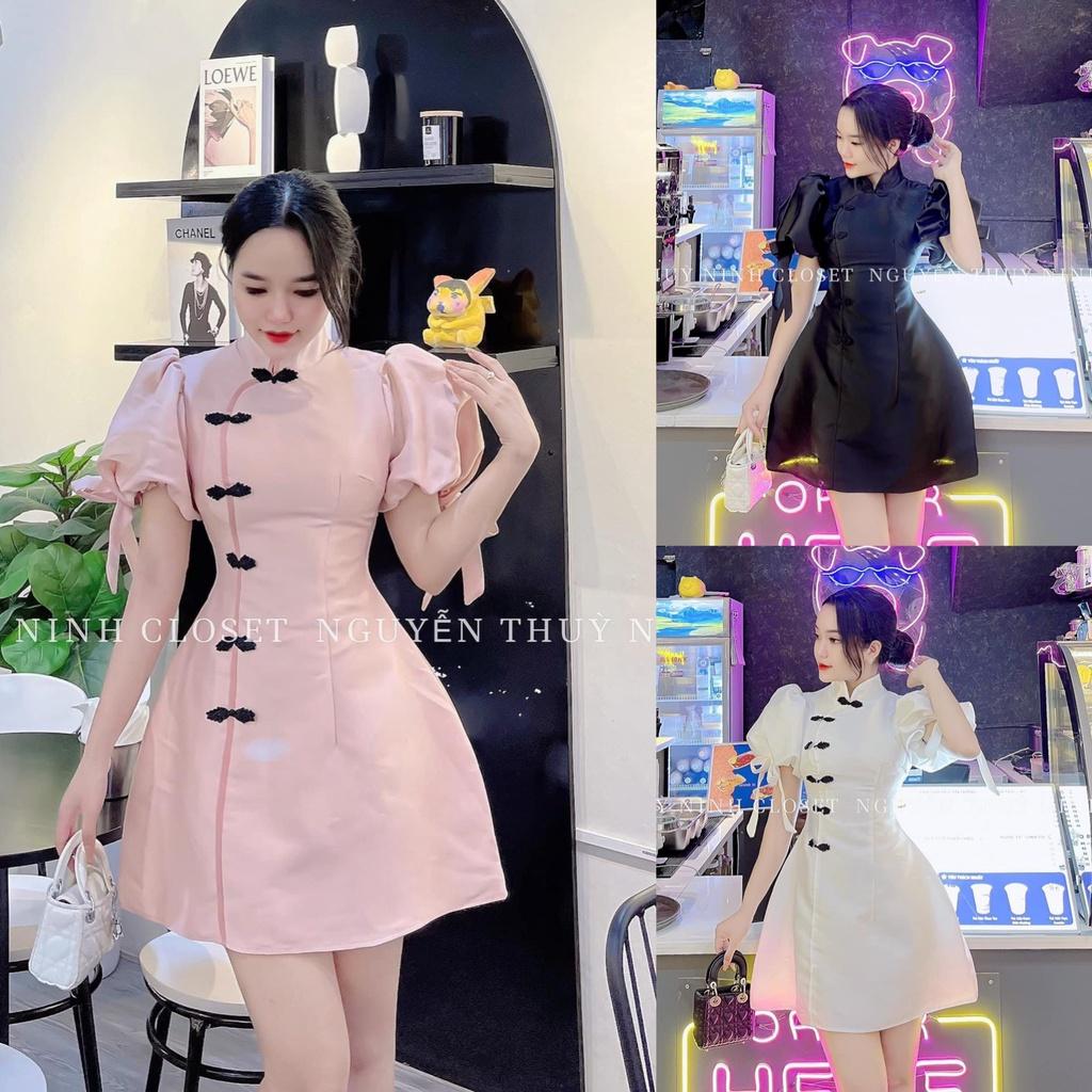 Đầm kiểu nữ cổ tàu sườn xám Trung Hoa phá cách duyên dáng tự tin dạo bước DS