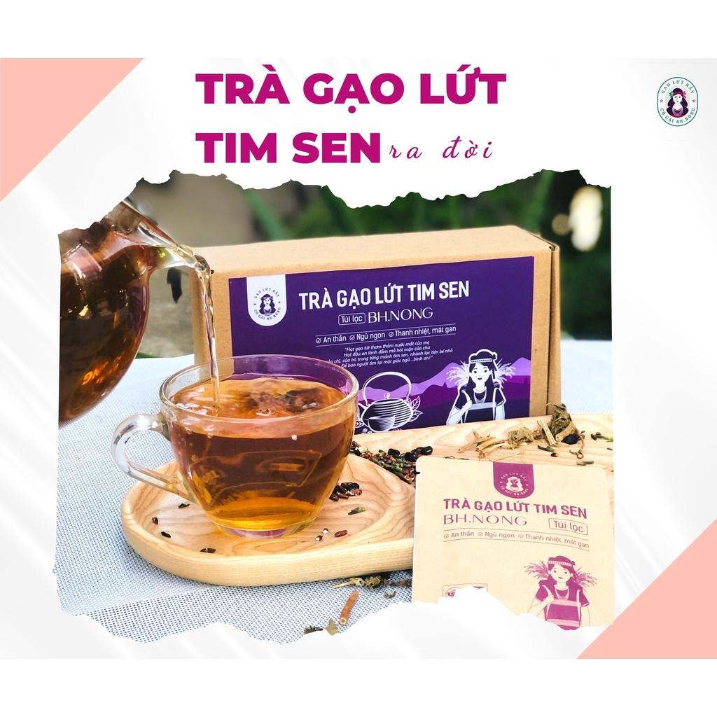 Trà Gạo Lứt Tim Sen Lạc Tiên Cô Gái Bhnong Hỗ Trợ Ngủ Ngon An Thần Thanh Lọc Cơ Thể Dạng Túi Lọc 12 Gói