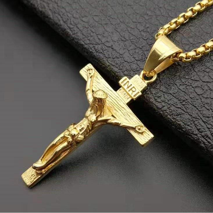 Mặt Dây Chuyền Thánh Giá Đúc Titanium Mặt Tượng Cao Cấp- Dùng lâu dài tắm rửa thoải mái không phai