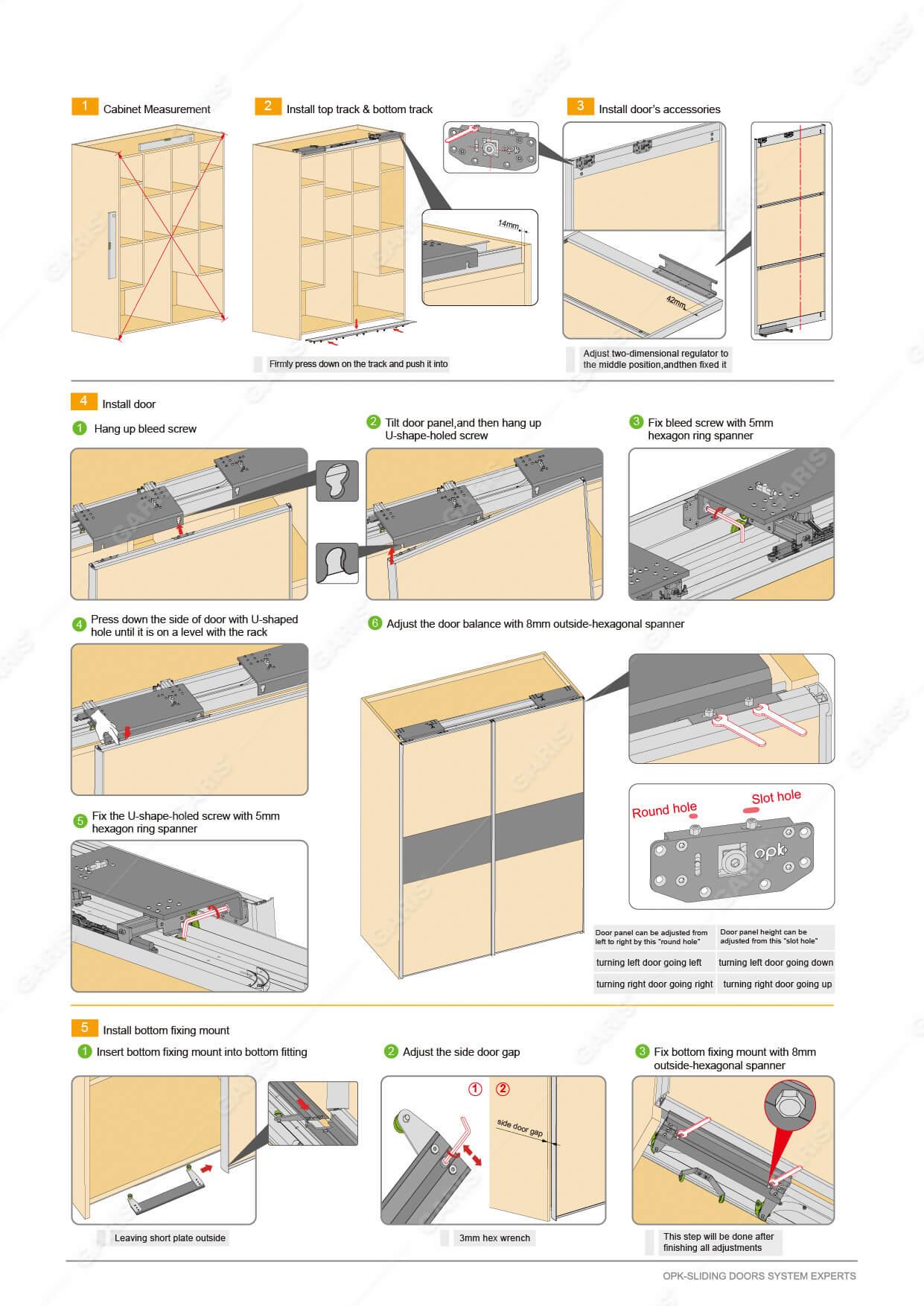 Bộ ray cửa lùa phẳng cao cấp Garis GR65